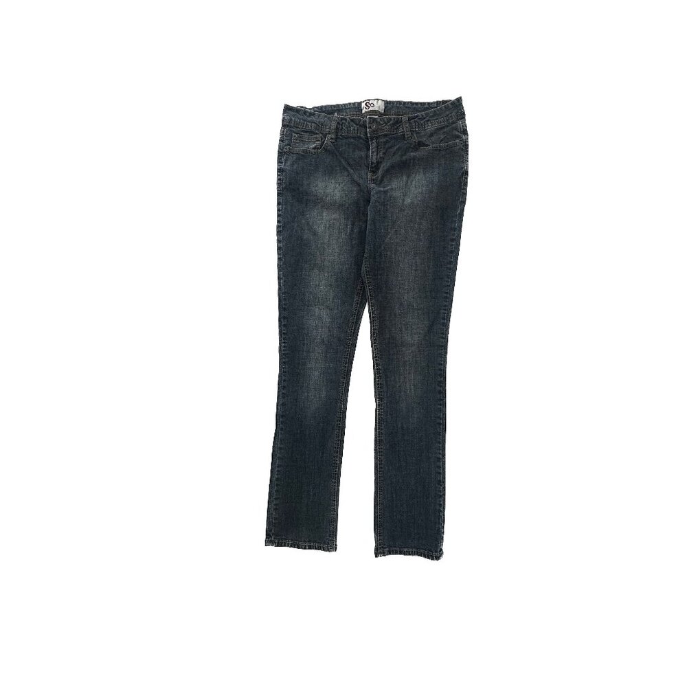 SO Straight Slim Jeans Women 13 Dark Wash Blue Denim Classic 18036